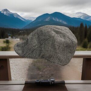 Goldcoast Cabbie Hat Mens Newsboy Cap gray geometric Pattern One Size Wool Blend